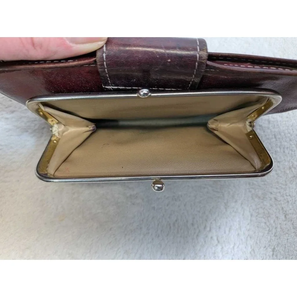 Royal Crest Leather Cowhide Clutch Wallet‎ Coin Purse Burgundy Women's